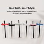 Dodoko Reusable Boba Cup and Straw Boba Tea Cup Bubble Tea Cup Reusable Iced Coffee Cup Cold Coffee Cup Smoothie Cup with Lid and Straw Smoothie Cup to go Smoothie Tumbler 17 oz - Hot Pink