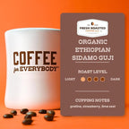Fresh Roasted Coffee, Organic Ethiopian Sidamo Natural | USDA Organic, 100% Single Origin, Kosher | Light Roast 24 Pods for K Cup Brewers