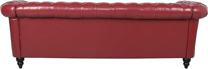 LEVNARY Chesterfield Sofa, Classic Tufted Upholstered Leather Couch, Modern 3 - Image 7
