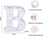 Foaky LED Letter Lights Sign Marquee Light Up Letters Sign for Night Light Wedding/Birthday Party Battery Powered Christmas Lamp Home Bar Decoration(B)
