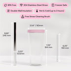Dodoko Reusable Boba Cup and Straw Boba Tea Cup Bubble Tea Cup Reusable Iced Coffee Cup Cold Coffee Cup Smoothie Cup with Lid and Straw Smoothie Cup to go Smoothie Tumbler 17 oz - Bubble Pink