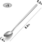 Ice Tea Spoon Set of 6 Stainless Steel Coffee Stirrers Spoons Cocktail Stir Sticks Spoons with Long Handle for Bar Coffee Cocktail