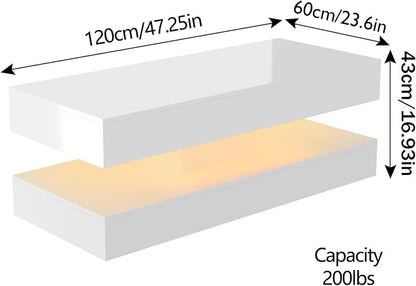 Uspeedy 47.3in Large High Glossy LED Coffee Table - Image 2
