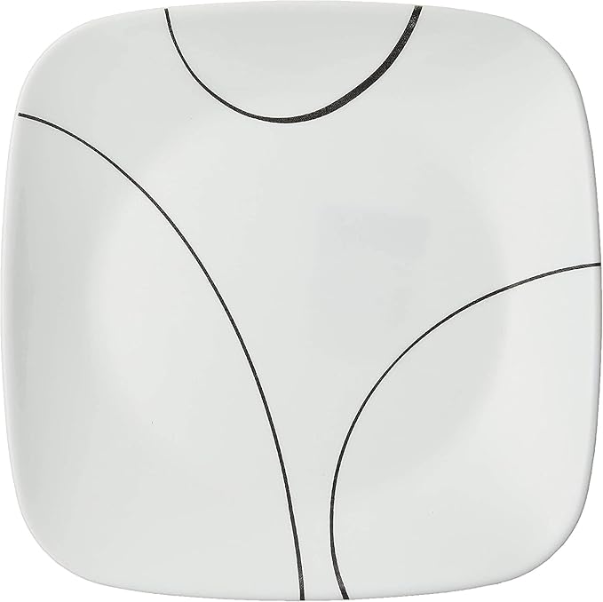 Corelle Vitrelle 6-Piece Salad Plate Set, Triple Layer Glass and Chip Resistant, Lightweight Square 8-1/2-Inch Plates Set, Splendor