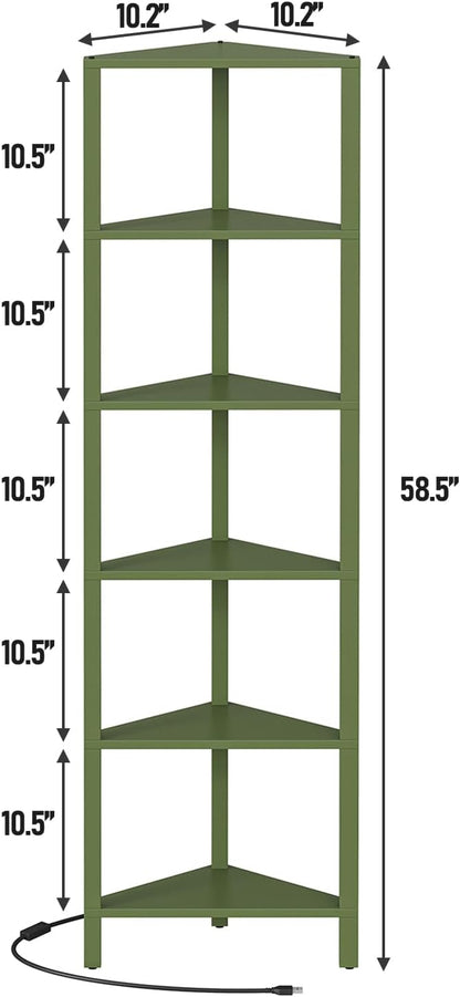 TUTOTAK Corner Shelf with LED Light, 6-Tier Corner Bookshelf - Image 2