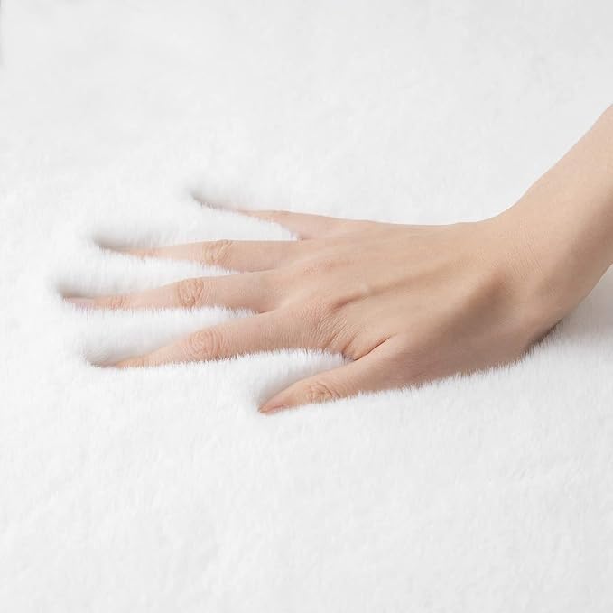 ORINOVA White Fluffy Faux Rabbit Fuzzy Fur Rug - Image 5