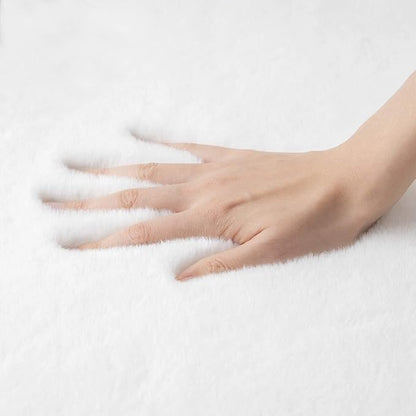 ORINOVA White Fluffy Faux Rabbit Fuzzy Fur Rug - Image 5