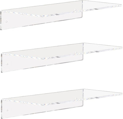 Weiai Clear Acrylic Shelves 12 Inch, Floating Wall Mounted Shelf by Weiai