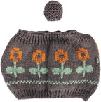 Tea Cozy Suitable for a 600ml,20oz Tea Pot,Teapot Warmer -100% Acrylic Fibers Filling,Two Piece (Dark Grey Sunflower)