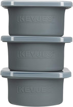 PLUS Large 1000ml Pizza Dough Proofing Boxes for DIY Artisan Pizza, Food Grade Silicone Stackable Containers with Lids. Freezer, Fridge, Dishwasher Safe (3Space Grey Plus)