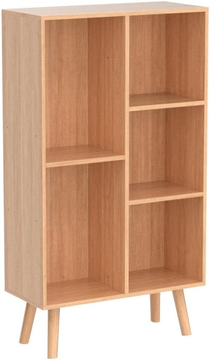 LEYAOYAO Wooden 5 Cube Bookshelf, Natural 3 Tier Book Shelf - Image 4