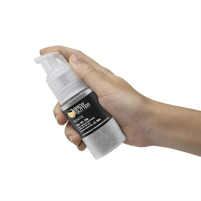 White Brew Glitter Edible Glitter for Drinks, Cocktails, Beer, Garnish Glitter & Beverages | Kosher & Halal Certified | 100% Edible & Food Grade | Vegan, Gluten, Nut Free (25g Spray Pump, White)