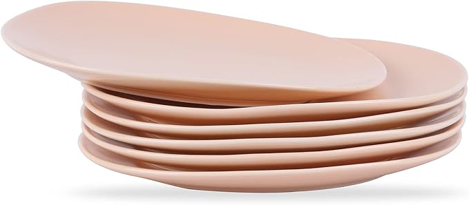 Stone lain Delilah Salad Plate 6-Piece Dish Set, Porcelain, Pastel Orange, 6 Salad Plates