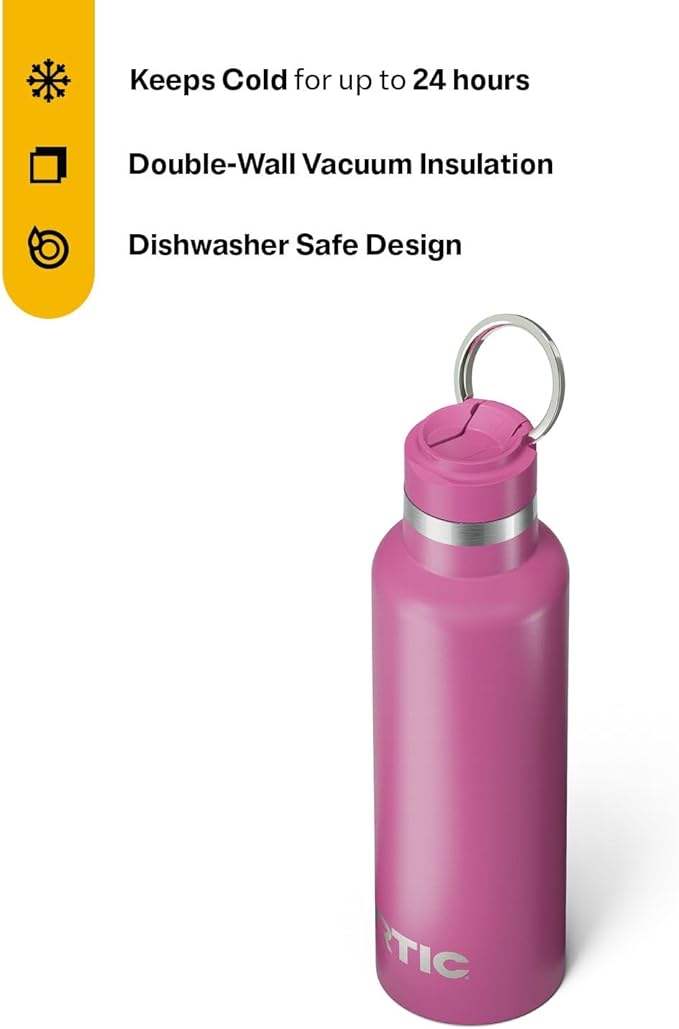RTIC 20oz Journey Bottle Metal Stainless Steel Vacuum Insulated, BPA Free, Reusable, for Water, Hot and Cold Drinks, Travel, Sports, Camping, Orchid