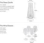 Fable Premium Wine Set - Includes 4 Crystal Wine Glasses and 1 Durable Glass Carafe - Dishwasher Safe Crystalware Bundle with Matching Carafe, Clear