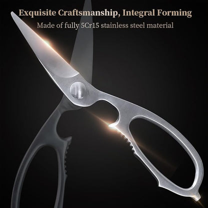 Newness Multi-Purpose Kitchen Scissors, Premium Stainless Steel Solid Kitchen Shears for Can Opener, Walnut Cracker, Heavy Duty Poultry Scissors with Sharp Blade for Cutting Turkey, Chicken, Bones