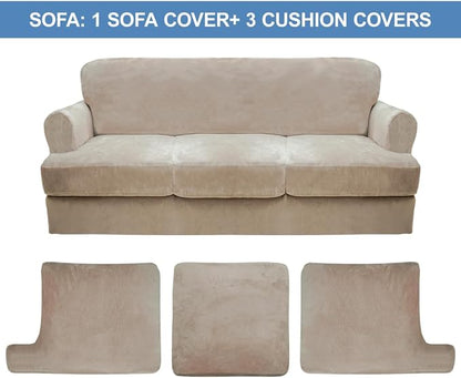 CUCRAF T Cushion Sofa Cover 4 Piece Slipcovers, Soft Thick Velvet Couch Cover - Image 5