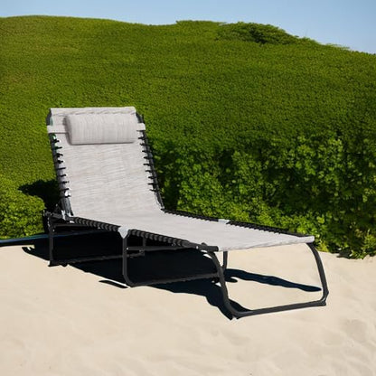 Outsunny Folding Chaise Lounge Chair, Patio Sun Tanning Chair, Outdoor Chaise - Image 6