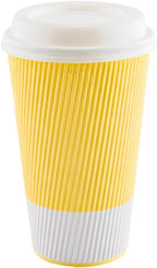 Restaurantware 16 Ounce Double Wall Disposable Coffee Cups, 500 Insulated Light Yellow Paper Tumblers with Ripple Wall Design, Lids Sold Separately for Hot Drinks like Tea, Hot Chocolate and More