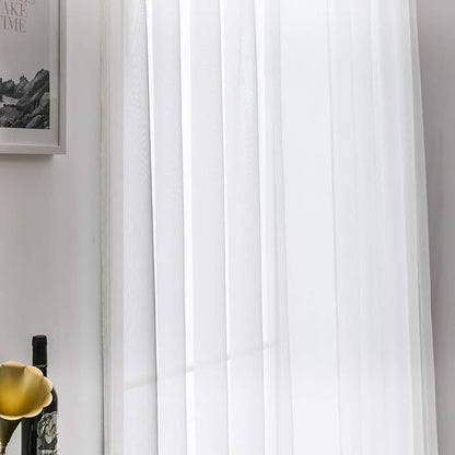 MIULEE 2 Panels Sheer Curtains for Living Room 54 X 45 Inches Ivory | Window - Image 5