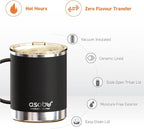 asobu Ultimate Ceramic Travel Mug, 12oz Insulated Stainless Steel Coffee Cup with Handle & Splash-Resistant Lid, Ceramic Lined for Pure Taste, BPA-Free, Double-Wall Vacuum for Hot Drinks