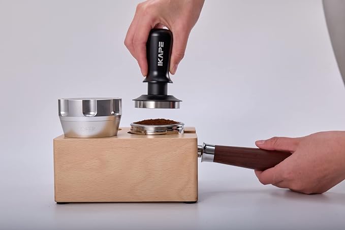 IKAPE 58.35mm Espresso Tamper, Premium Barista Coffee Tamper with Calibrated Spring Loaded, 100% Stainless Steel Base Tamper Compatible with Espresso Machine Rancilio, Gaggia Bottomless Portafilter