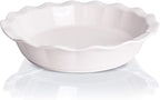 Bosmarlin Ceramic Pie Pan, 9 Inches Pie Dish, 50 Oz, Pie Plate for Baking, Microwave, Oven Safe and Dishwasher safe (White, 9 inches)
