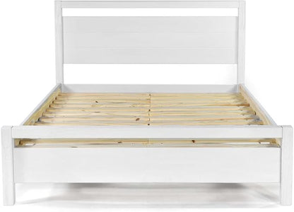 Grain Wood Furniture Loft Queen Size Solid Wood Bed, Brushed White by GrainWoodFurniture