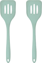 Silicone Slotted Turner Set – 2-Piece Set of Turner Spatulas for Eggs and Pancakes – Kitchen Tools & Accessories with Comfortable Handles, Heat-Resistant Utensils for Cooking and Baking – Pastel Green