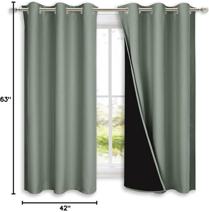NICETOWN Greyish Green 100% Blackout Lined Curtains, 2 Thick Layers Completely - Image 9