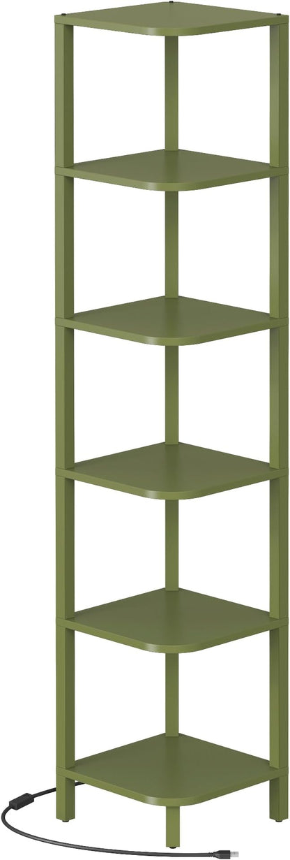 TUTOTAK Corner Shelf with LED Light, 6-Tier Corner Bookshelf - Image 8