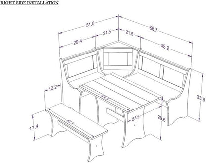 Riverbay Furniture Traditional Solid Wood Dining Nook Set - Image 5