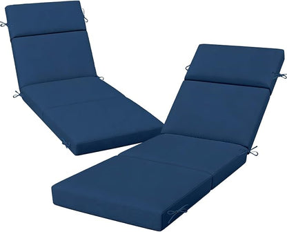 2 Pcs Outdoor Chaise Lounge Cushion 72" x 21" x 3", 4-Section Folding Patio by VOGVOG