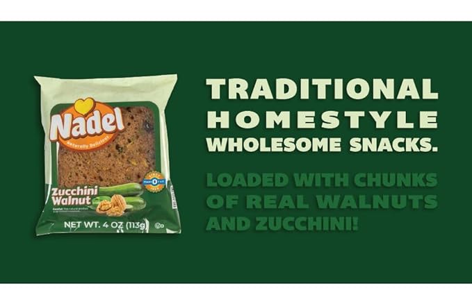 Nadel - NATURALLY DELICIOUS ZUCCHINI CAKE Slices, 12 Pack, Sweet Breads & Cakes Slices Back to School lunch snack, breakfast bar
