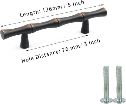 2PCS Bamboo Cabinet Pulls 3 Inch Hole Distance Dresser Handle Black and Red - Image 2