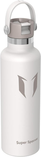 Super Sparrow Insulated Water Bottle - 17 Oz / 25 Oz / 32 Oz - Standard Mouth FlipFlow Flask - BPA Free, Leak Proof Drink Bottle- Ergonomic Straw Water Bottles for Work, Gym, Travel, Sports
