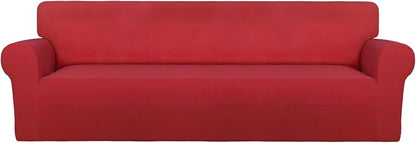PureFit Stretch Couch Covers for Sofa 4 Seater Slipcovers Red | 1-Piece Sofa by PureFit