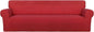 PureFit Stretch Couch Covers for Sofa 4 Seater Slipcovers Red | 1-Piece Sofa by PureFit