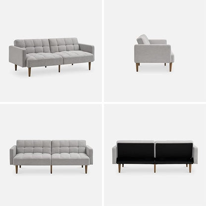 mopio Aaron 76.8" Couch, Small Futon Sofa Bed, Mid Century Modern Futon Couch - Image 8