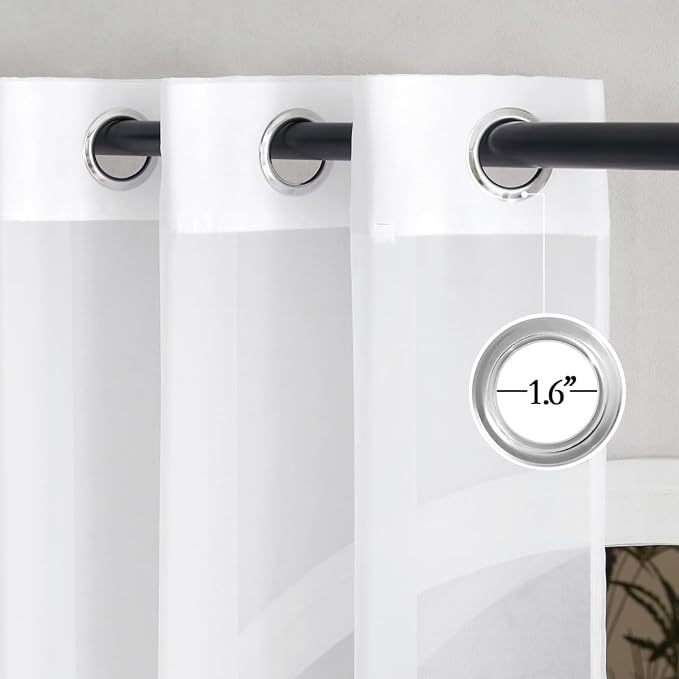 NICETOWN White Sheer Curtains 96 inches Long, Grommet Light Filtering Voile - Image 2