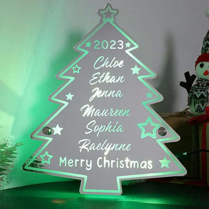 VEELU Personalized Custom Name Mirror LED Light Up, Christmas Tree Wall Decor - Image 5