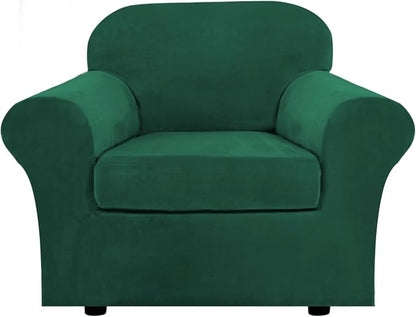H.VERSAILTEX Rich Velvet Stretch 2 Piece Cover Chair Slipcover Sofa Cover by HVERSAILTEX