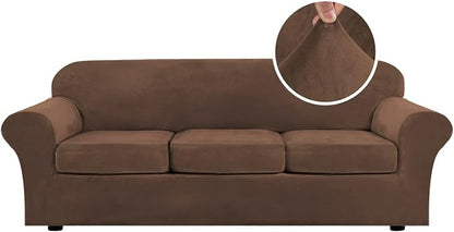 H.VERSAILTEX Velvet 4 Piece High Stretch Sofa Slipcover Cover Furniture by HVERSAILTEX