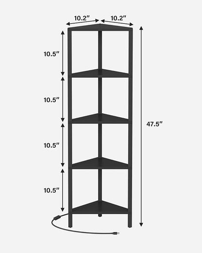 TUTOTAK Corner Shelf with LED Light, 5-Tier Corner Bookshelf - Image 2
