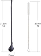 Straws, 8-Piece 8.5inch Black 18/8(304) Stainless Steel Reusable Straws + 2 Brushes