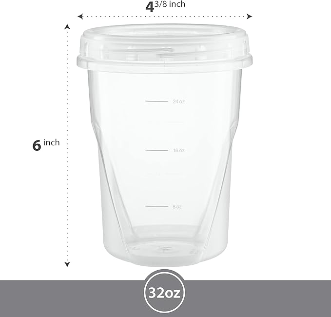 (32 Ounce 10 Pack) Clear Twist cap Containers With Screw on Lids Twist Top Food Storage Freezer Containers