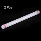 HARFINGTON 2pcs Fondant Rolling Pin with Rings PP 43cm x 3.5cm Non Stick for Baking, White