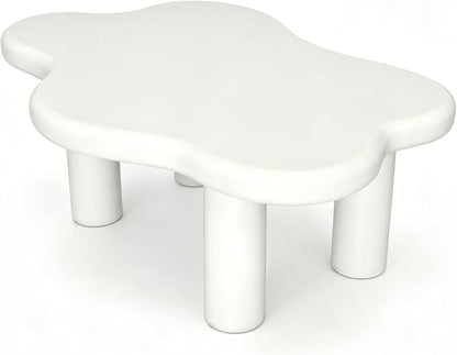 40" Cloud Coffee Table with 4 Round Table Legs, Modern Irregular Center Table - Image 9