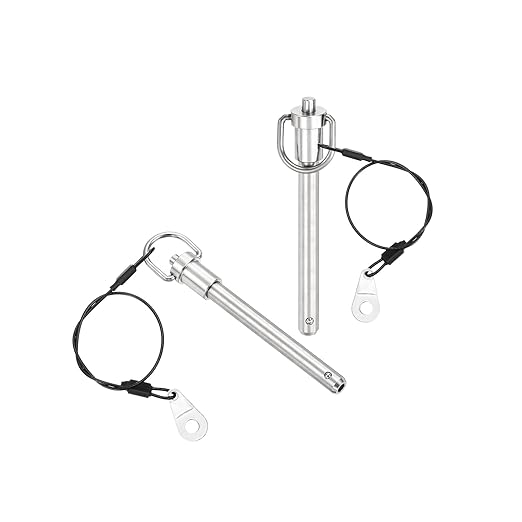 uxcell 1 Pcs Quick Release Pin, 3/8" x 3"(Dia. x L) Push-Button Ball Locking Pin 304 Stainless Steel Ring Handle Locking Pin with Wire for Audio Bimini Top Marine, Silver