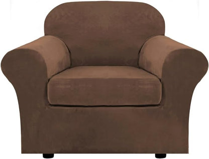 H.VERSAILTEX Rich Velvet Stretch 2 Piece Cover Chair Slipcover Sofa Cover by HVERSAILTEX